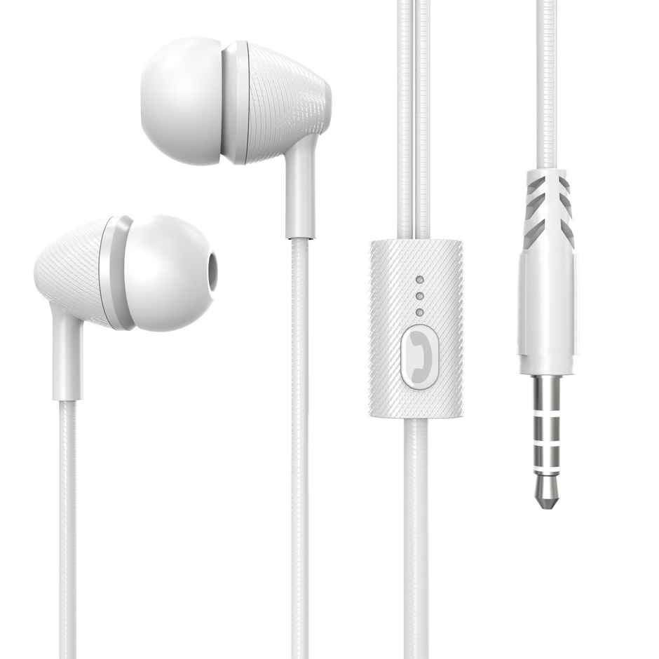 Sounce Wired Earphones | Clear Sound, Comfortable Fit, 3.5mm Jack, Tangle-Free Cable | White