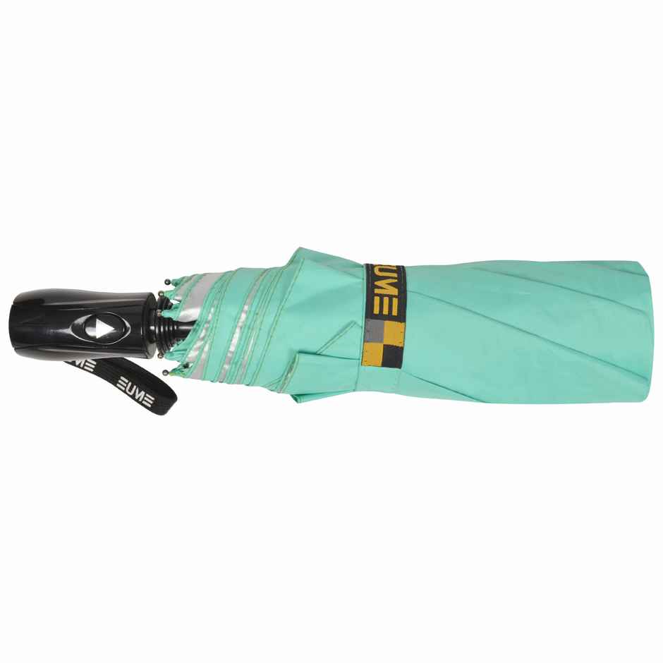 Eume Obscure Auto Open 23.5 Inch 3 Fold Unisex Sea Green And Silver Color Umbrella