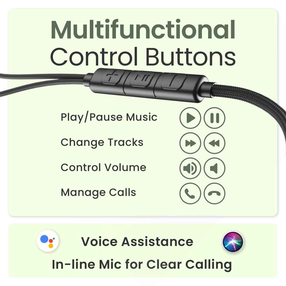 Ambrane Type C Wired Earphones With In-Line Mic, 10Mm Drivers, Control Buttons (Stringz 38C, Black)