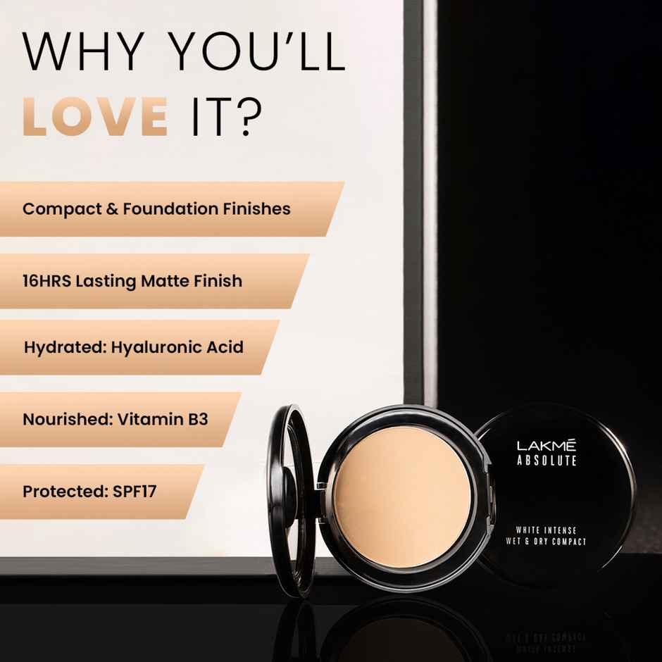 Lakme Xtraordin-airy Compact | 2 In 1 Compact + Foundation | Lightweight | SPF17 | 01 Ivory Fair