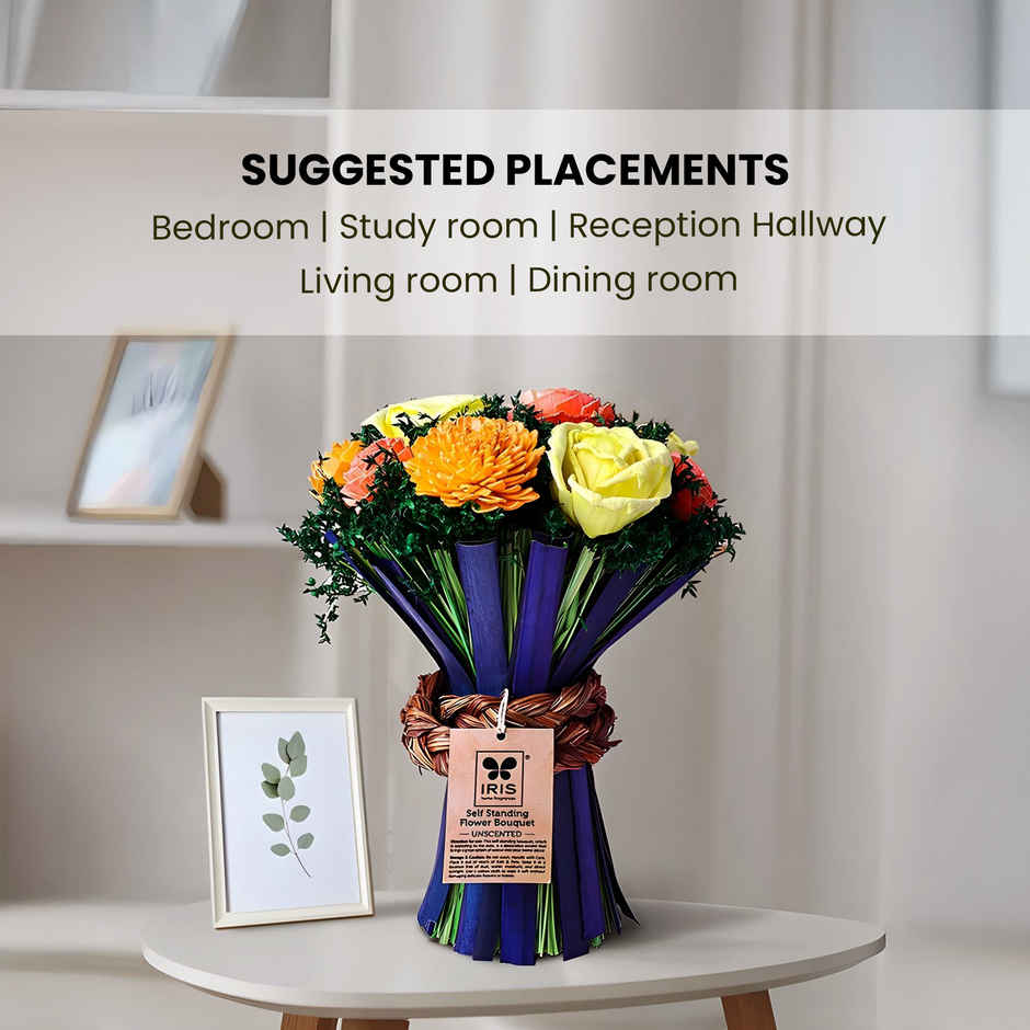 Dry Flower Bouquet in Yellow & Peach | Decorative Dried Flowers | IRIS