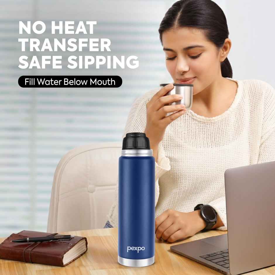 Pexpo Flamingo 1000Ml 24 Hrs Hot And Cold Flask With Jute-Bag Vacuum Insulated Flaslk