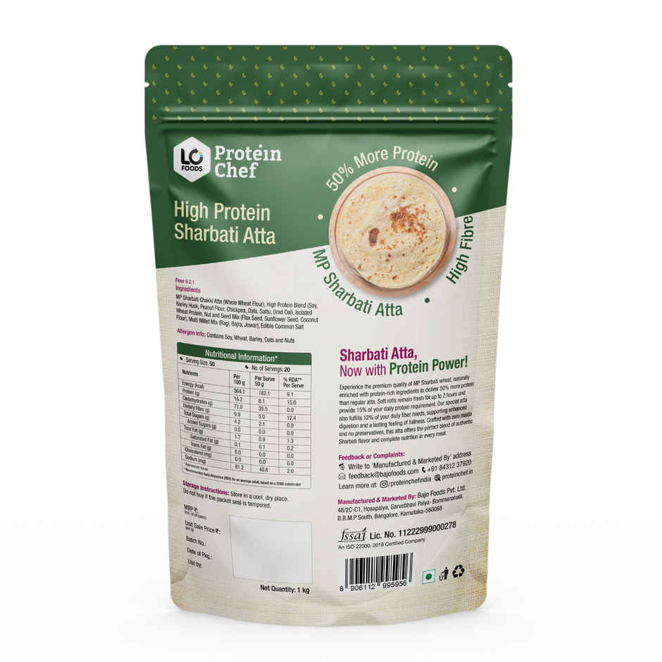 Protein Chef High Protein Premium Sharbati Atta | 50% More Protein with Select Multigrain