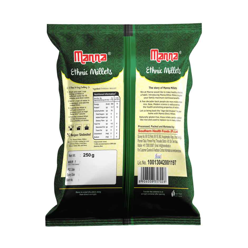Manna Kodo Millet | Kodra (250g) & Manna Barnyard Millet | Samak Rice (250g) & Manna Foxtail Millet | Kangi (250g) & Manna Little Millet | Kutki (250g) Combo 