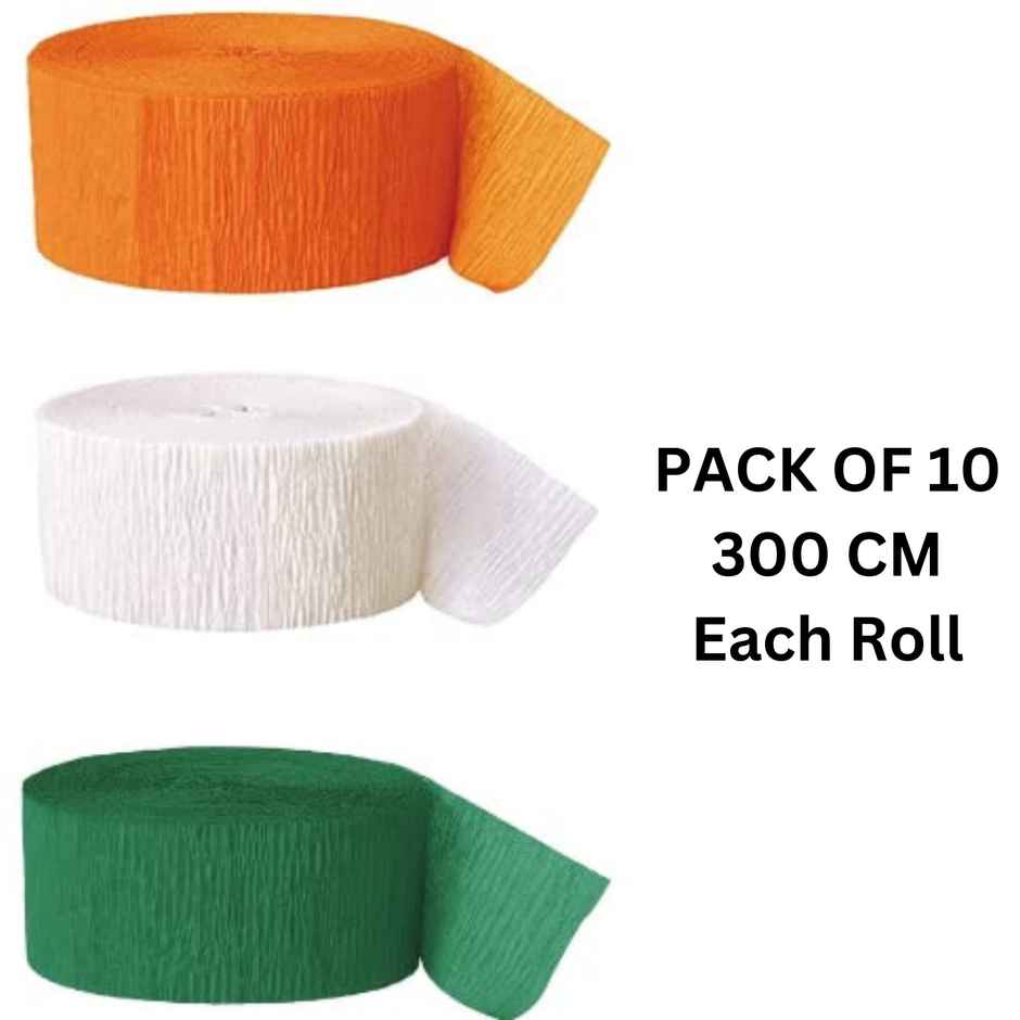 Tricolor Decorative Crepe Paper Rolls | Pack of 10 | Se7en