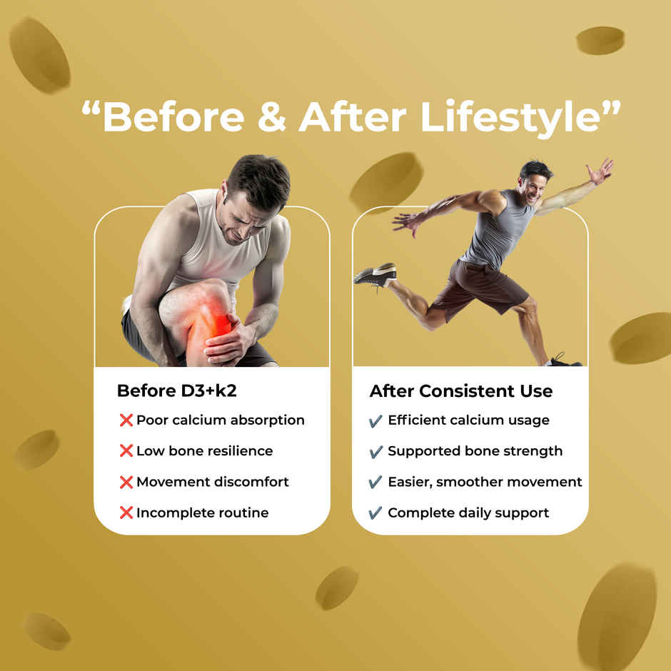 OYB D3 + K2 for Bone & Heart Health with D3, K2 MK-7 & Calcium | 60 Tablets | OYB D3 + K2