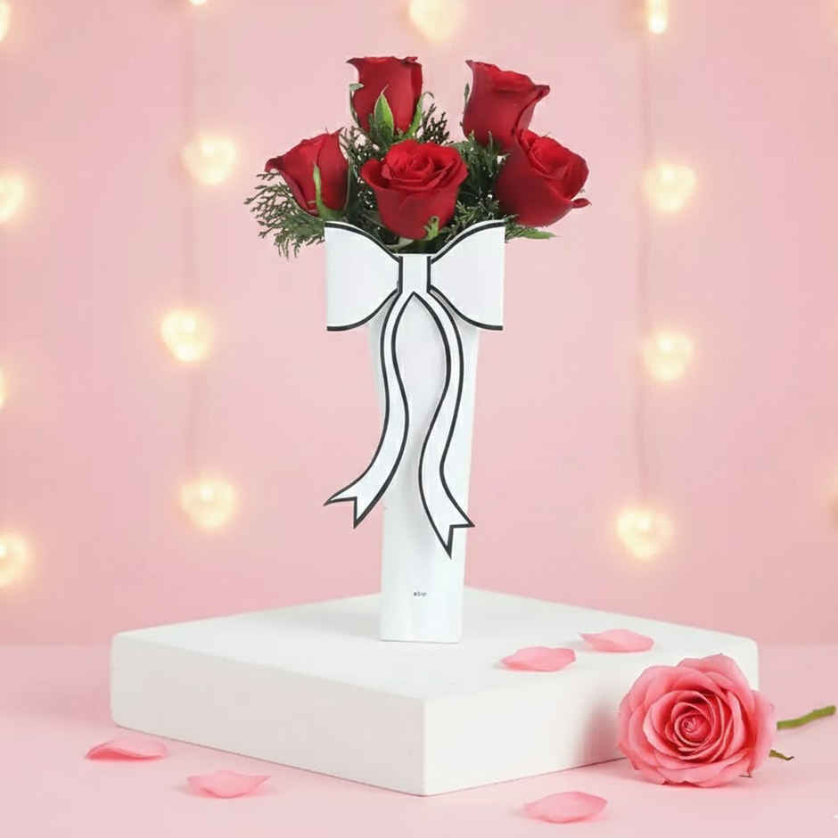 FNP White and Rosette Delight Bouquet (In a Box)