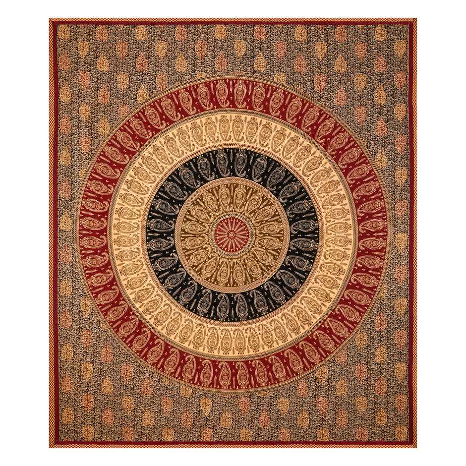 Furnofy King Size 100% Cotton Jaipuri Print Bedsheet | With 2 Pillow Covers | Multicolour, 90x108in