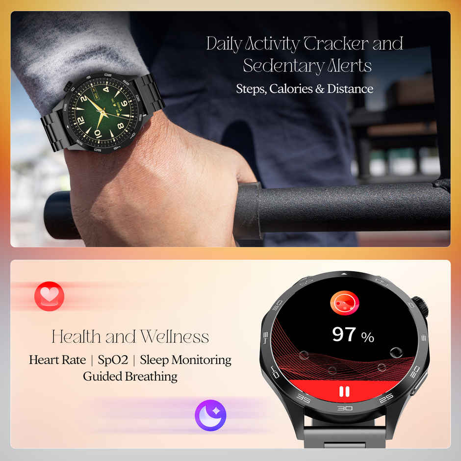 boAt Enigma Radiant Smartwatch | 1.43" AMOLED Display | Functional Crown - Metal Black