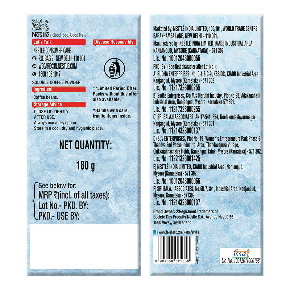 Nescafe Classic Instant Coffee Powder | Free Frosty Cafe Glass or Red Mug