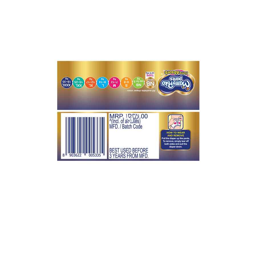 Mamypoko Extra Absorb Baby Diapers | Pant Style | L | 24 pcs
