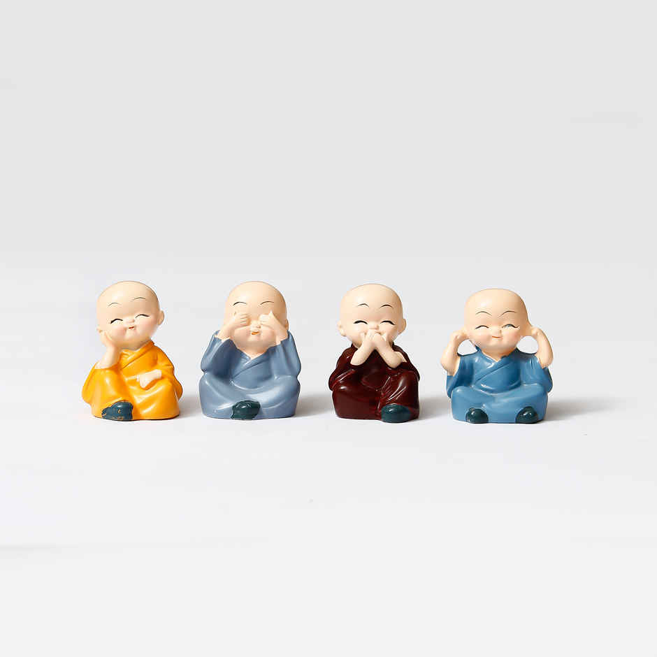 eCraftIndia Polyresin Set of 4 Little Monk Buddha Statues