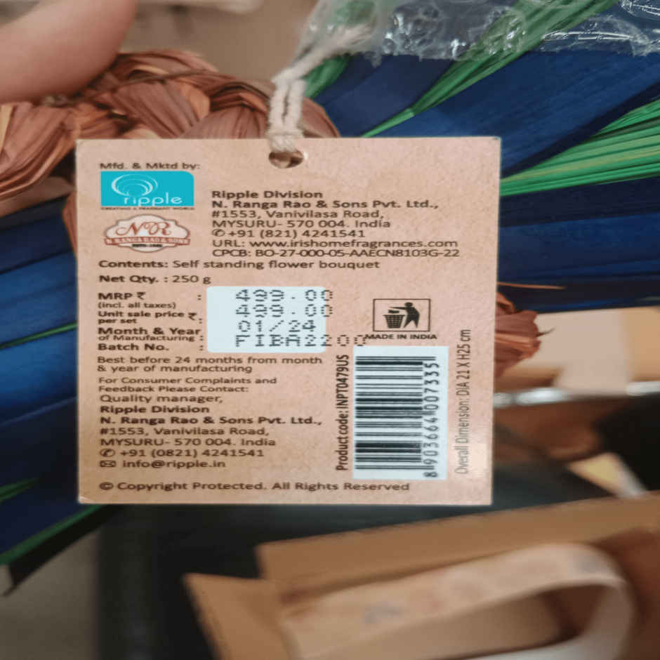 Dry Flower Bouquet in Yellow & Peach | Decorative Dried Flowers | IRIS