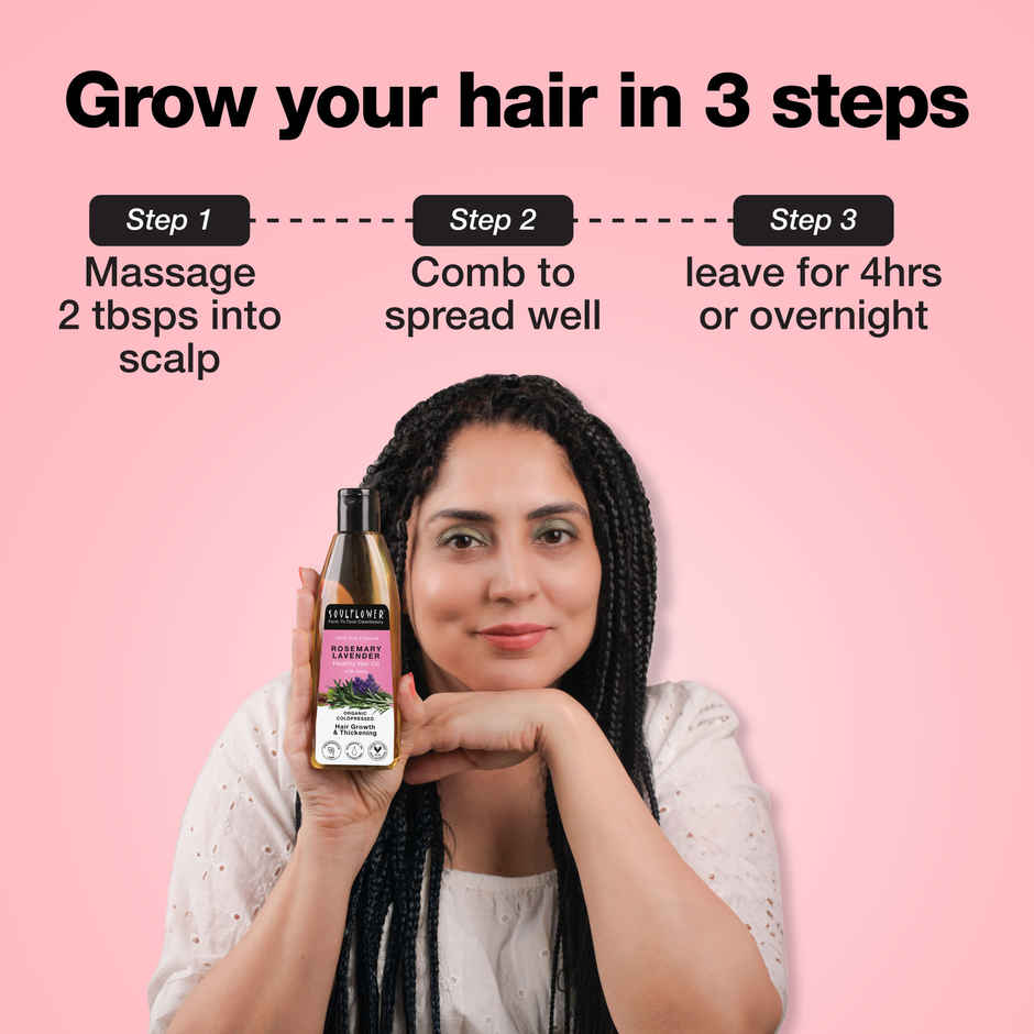 Soulflower Rosemary Coconut Hair Oil with Lavender & Amla Oil for Hair Growth - 225 ml