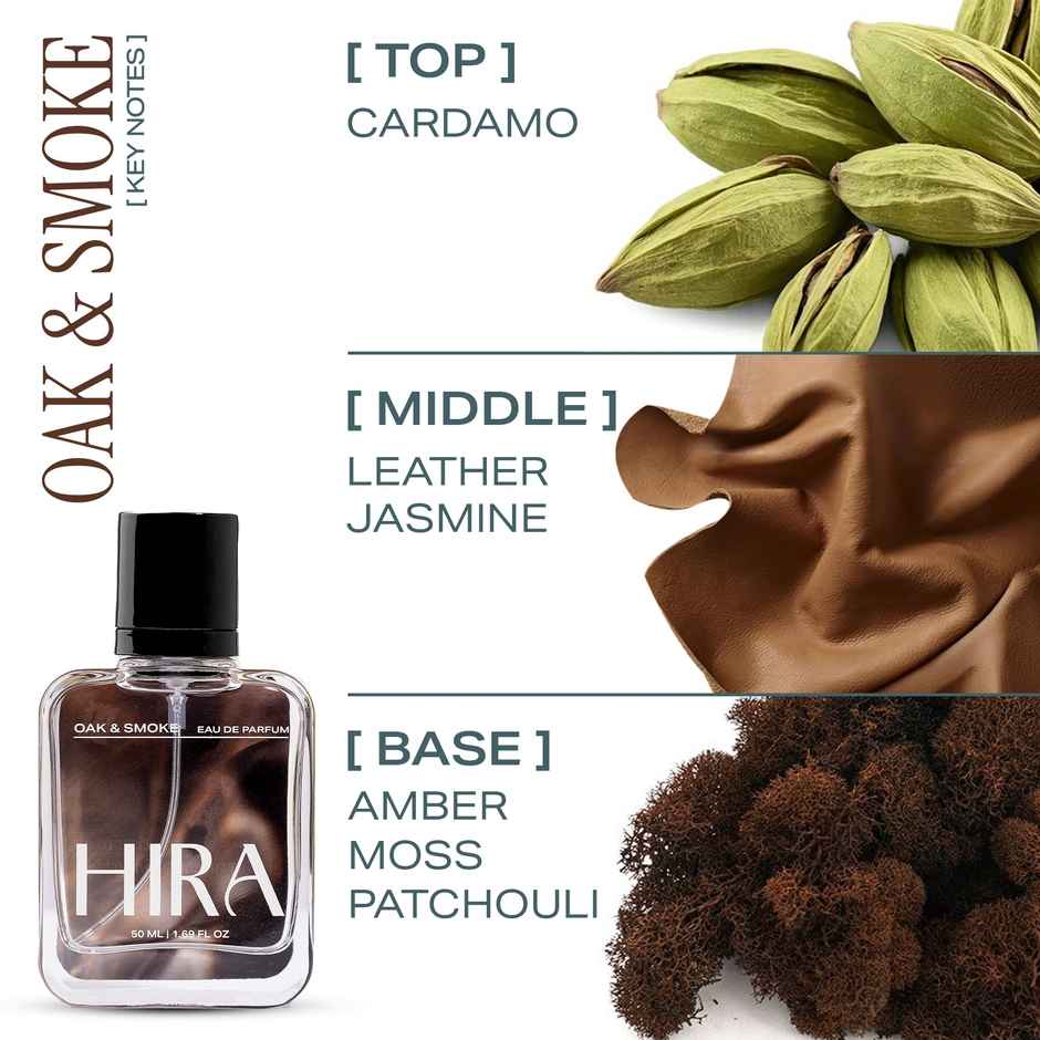 HIRA Oak & Smoke Eau De Perfume For Men | Leather & Cardamom Notes