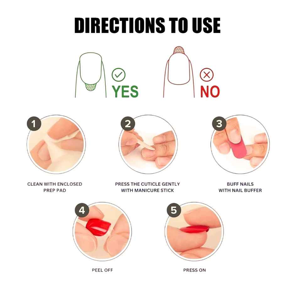 Sanfe Instant Stick On Nails - Bloody Marry | Press On Nails Kit | Artificial Nails Set