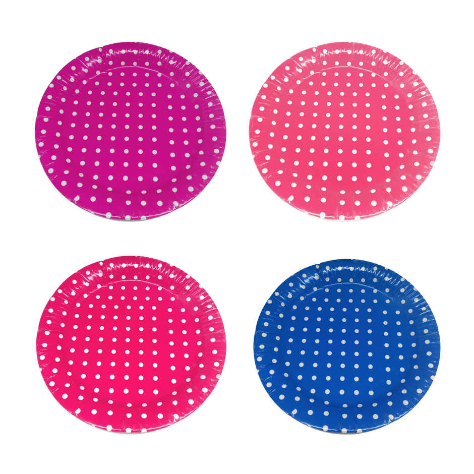 Polka Dot Paper Plates for Party - Assorted Color
