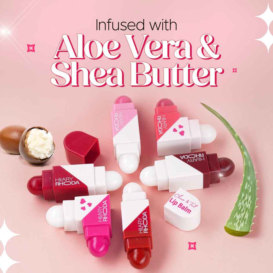 Hilary Rhoda Clear & Tint Lip Balm | Infused with Aloe Vera & Shea Butter | Pink Love - Shade 04