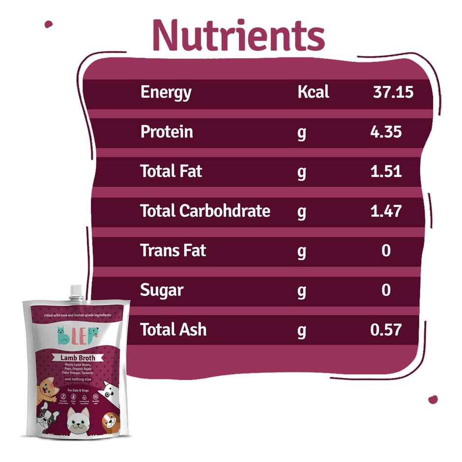 BLEP 100% Natural Lamb Broth for Dogs and Cats | 5 Packs | Zero Preservatives