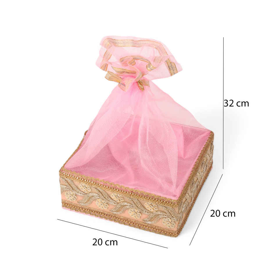 Sqaure Gift Basket Pink Designer | 8 x 8 inch | Festvista