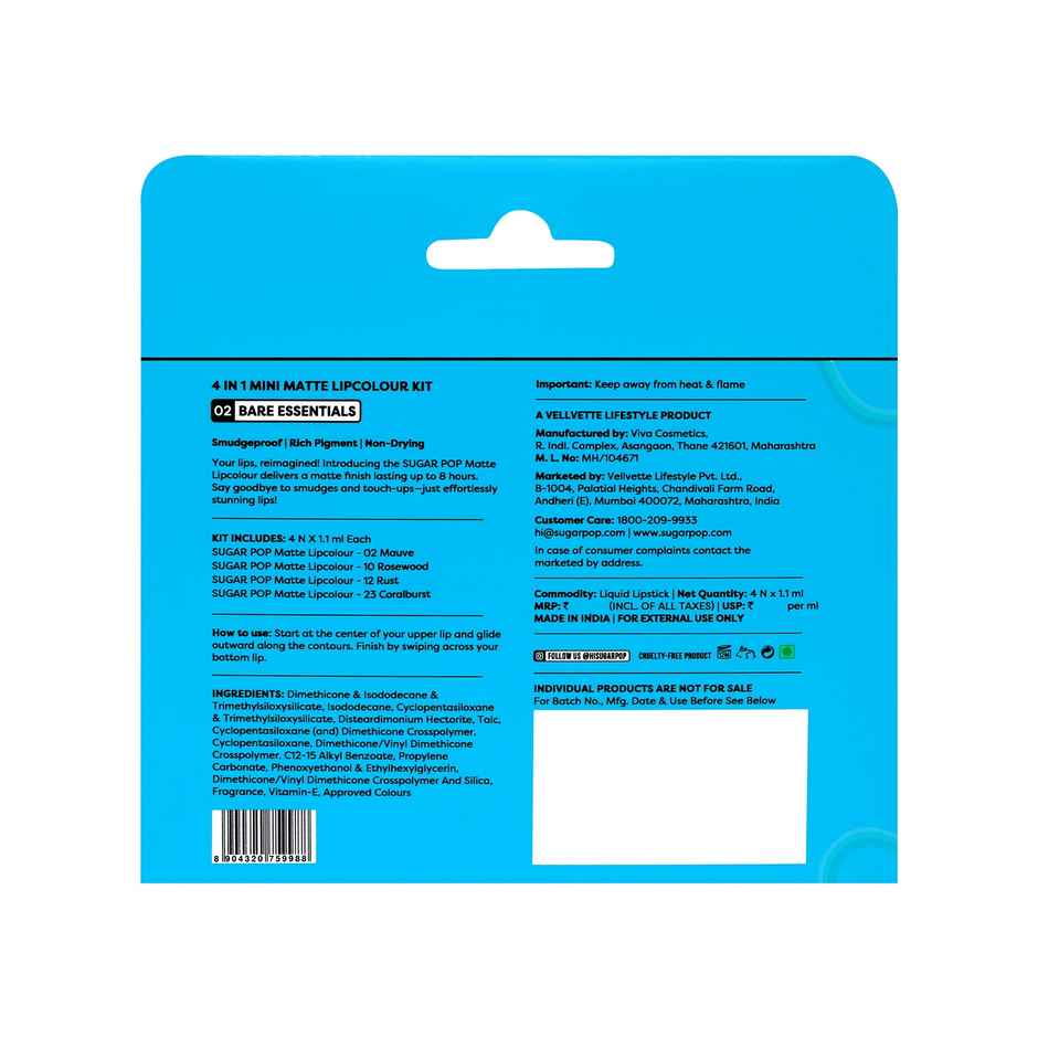 SUGAR POP 4 in 1 Mini Matte Lipcolour Kit - 02 Bare Essentials