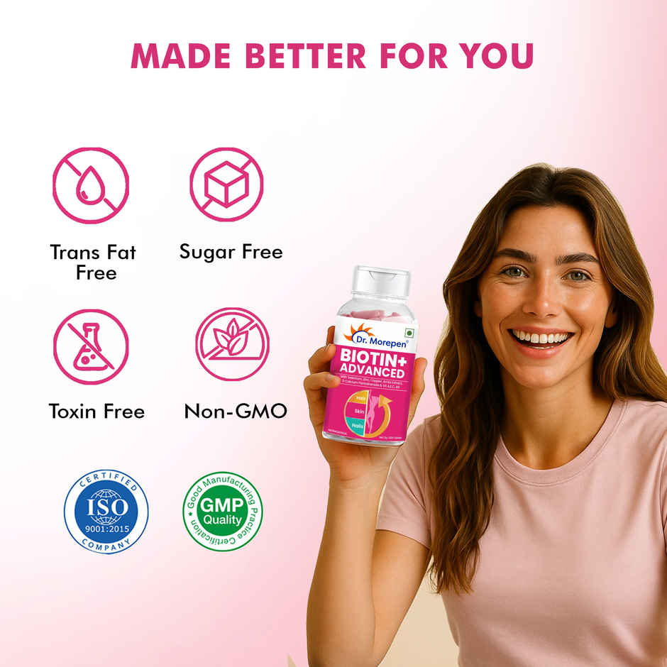 Dr. Morepen Biotin+ Advanced for Hair Growth, Skin & Nails Health