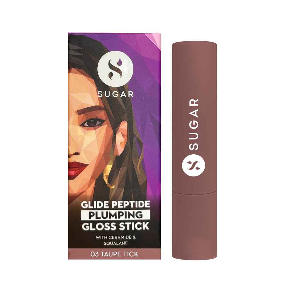 SUGAR Cosmetics Glide Peptide Plumping Gloss Stick|03 Taupe Tick