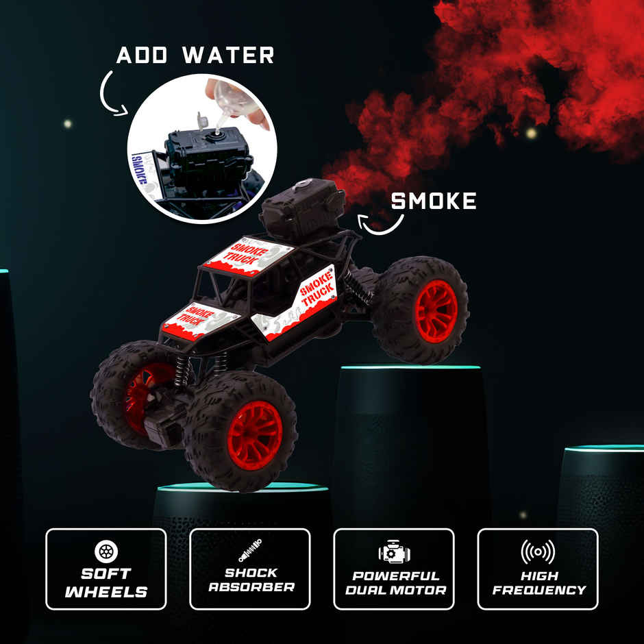 SEEDO Remote Control Car 1:18 , 2.4 GHz, Type-C Rechargeable, Fast Speed Smoke Rock Crawler | Red