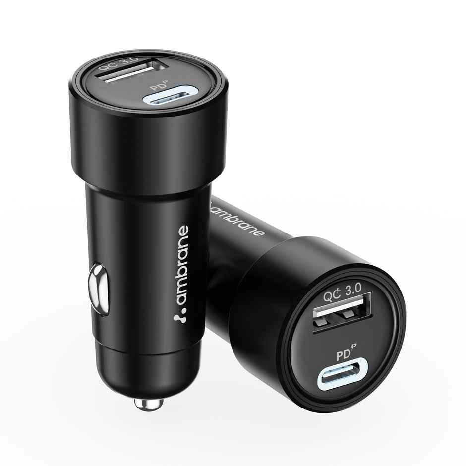 Ambrane 51W Fast Car Charger with Dual Output (usb + Type C) for iPhone & Android Smartphones (C51)