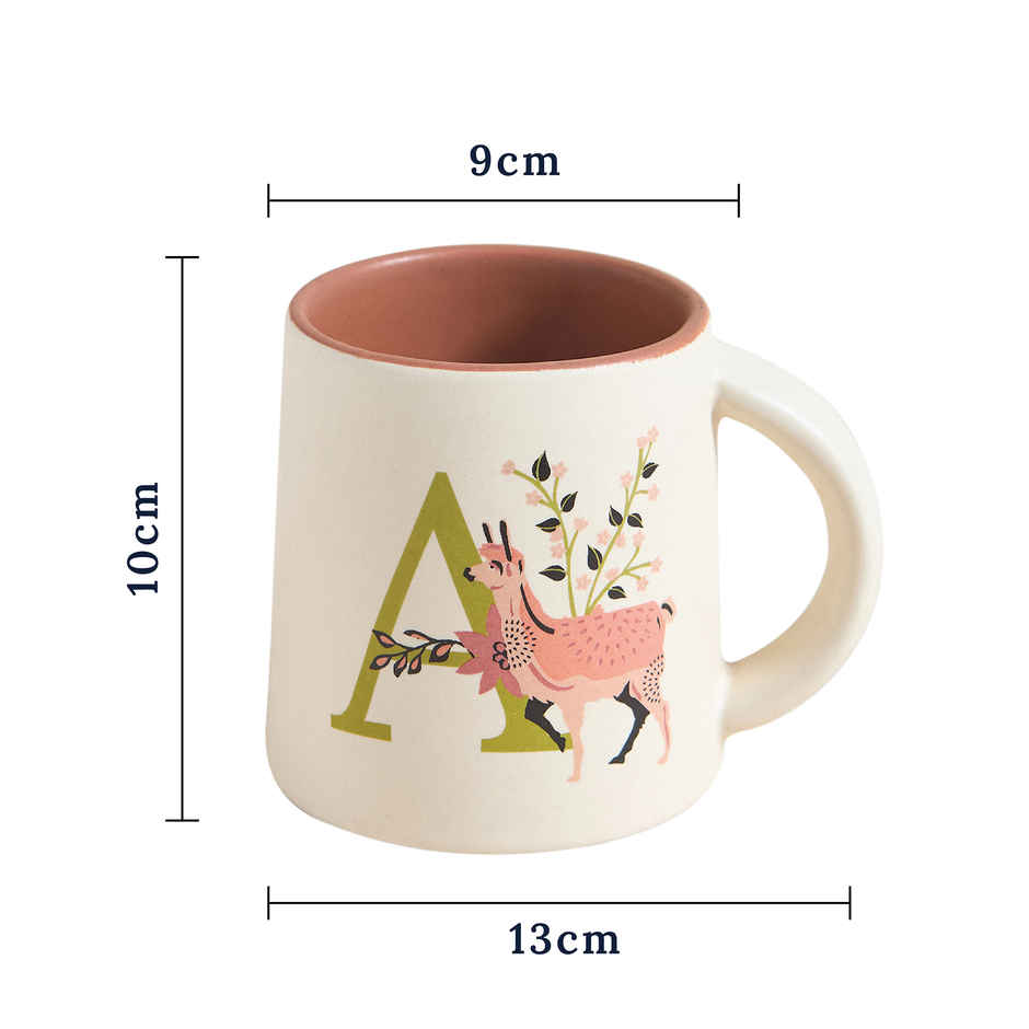Chumbak A Alphabet Ceramic Mug | Off-White & Brown