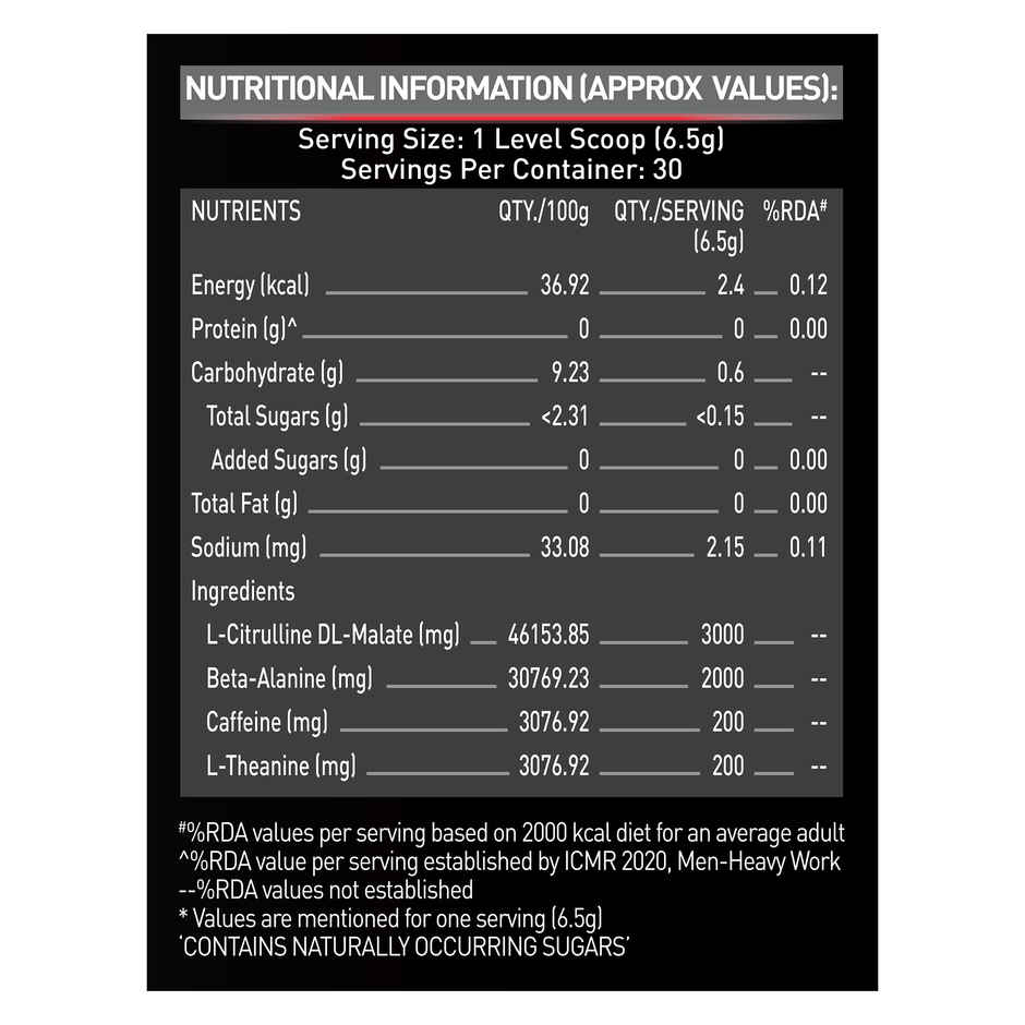 MuscleBlaze Pre Workout 200 Xtreme, (Berry Bolt, 30 Servings)