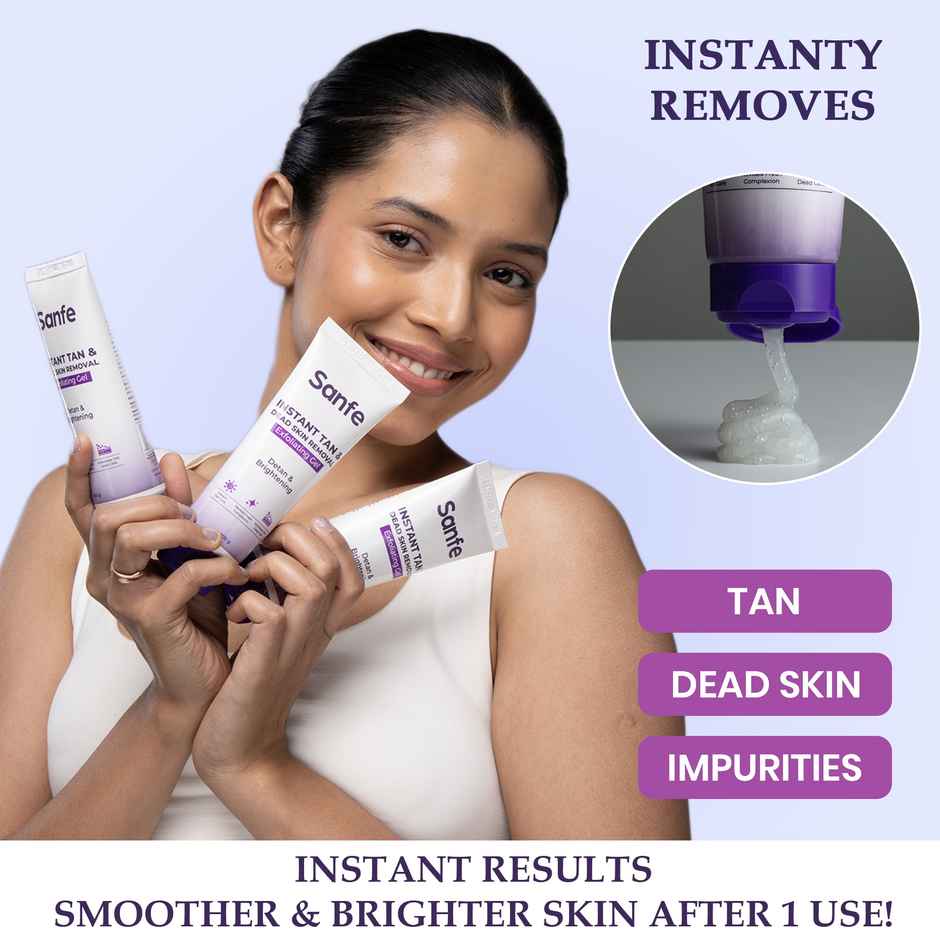 Sanfe Instant Tan & Dead Skin Removal Exfoliating Gel Smooth & Bright Skin Combo