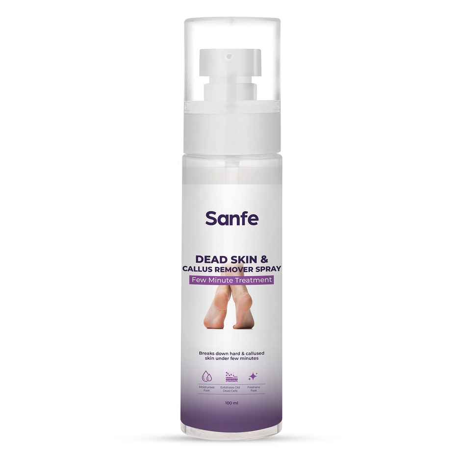 Sanfe Dead Skin & Callus Remover Spray Freshens, Exfoliates - For Dry & Cracked Feet