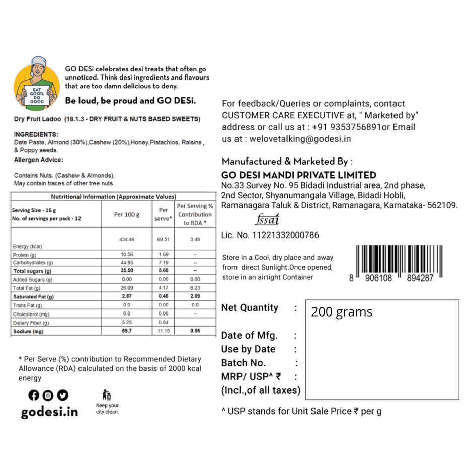 Tangy Imli (Tamarind) 10 Pcs Sour Candy | No Refined Sugar | Lollipop By Go Desi (10pc) & Dry Fruit Laddoo | No Added Refined Sugar | Laddu | Sweet By Go Desi (200g) Combo