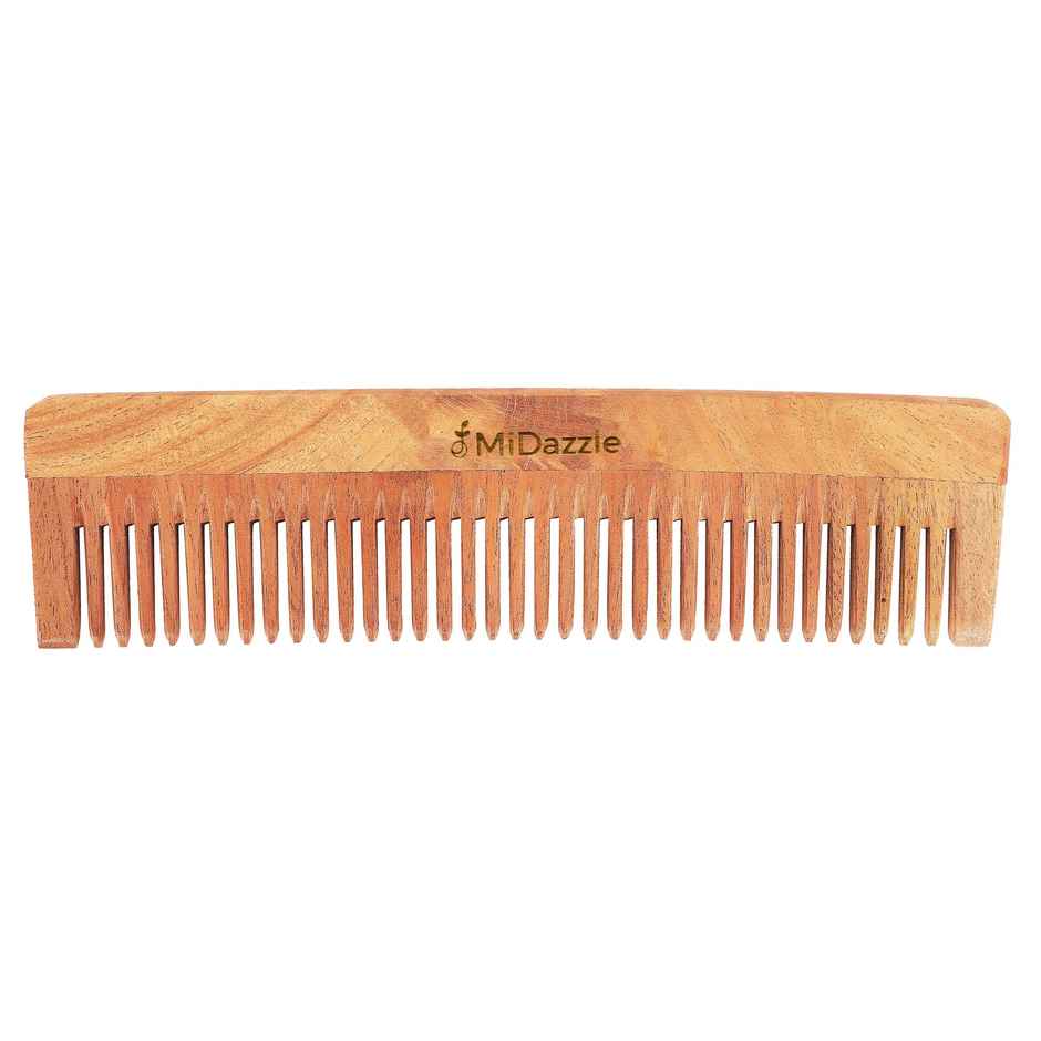 Midazzle Organic Kacchi Neem Wooden Comb Regular Fine Tooth |MINC2102