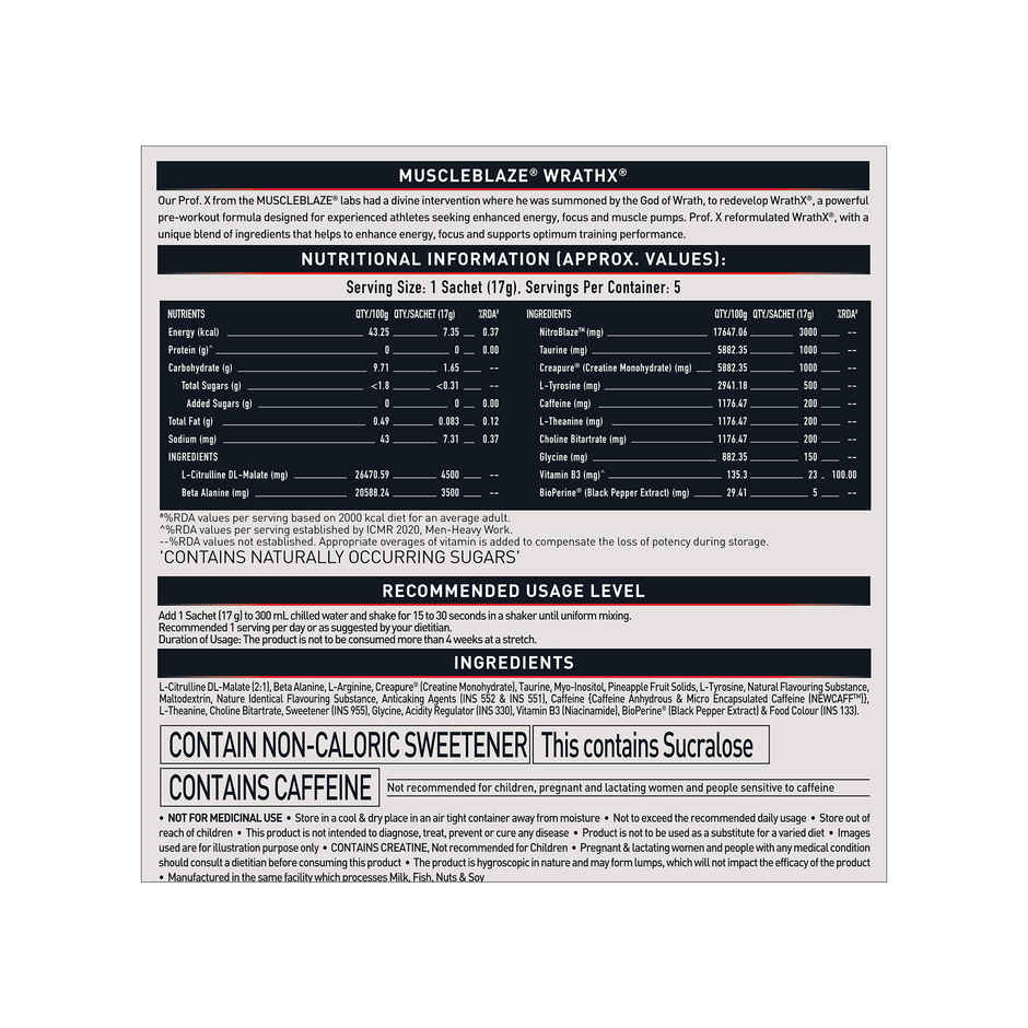 Muscleblaze Pre Workout Wrathx With Creapure, Nitroblaze & Bioperine | Cola Frost