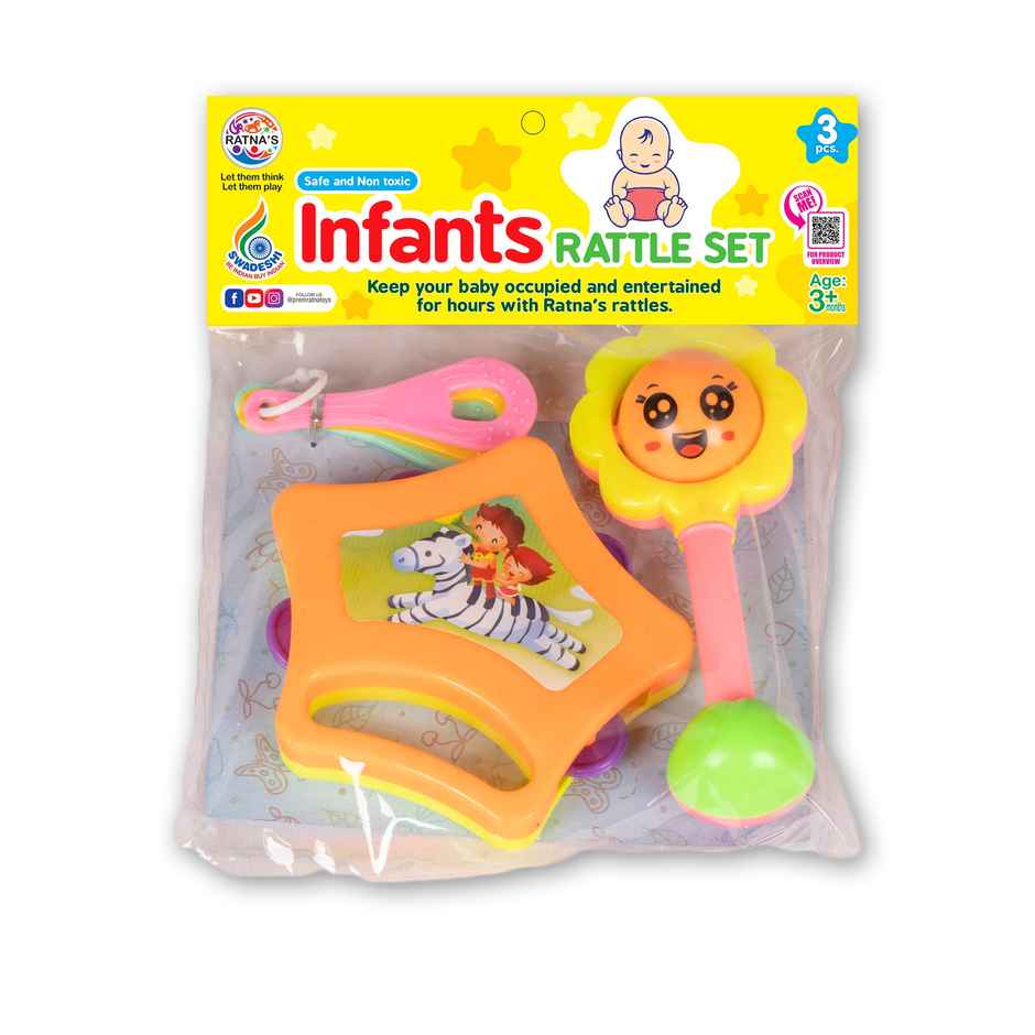 Ratna's Infants Rattle Set | 3 Pcs | Assorted Designs