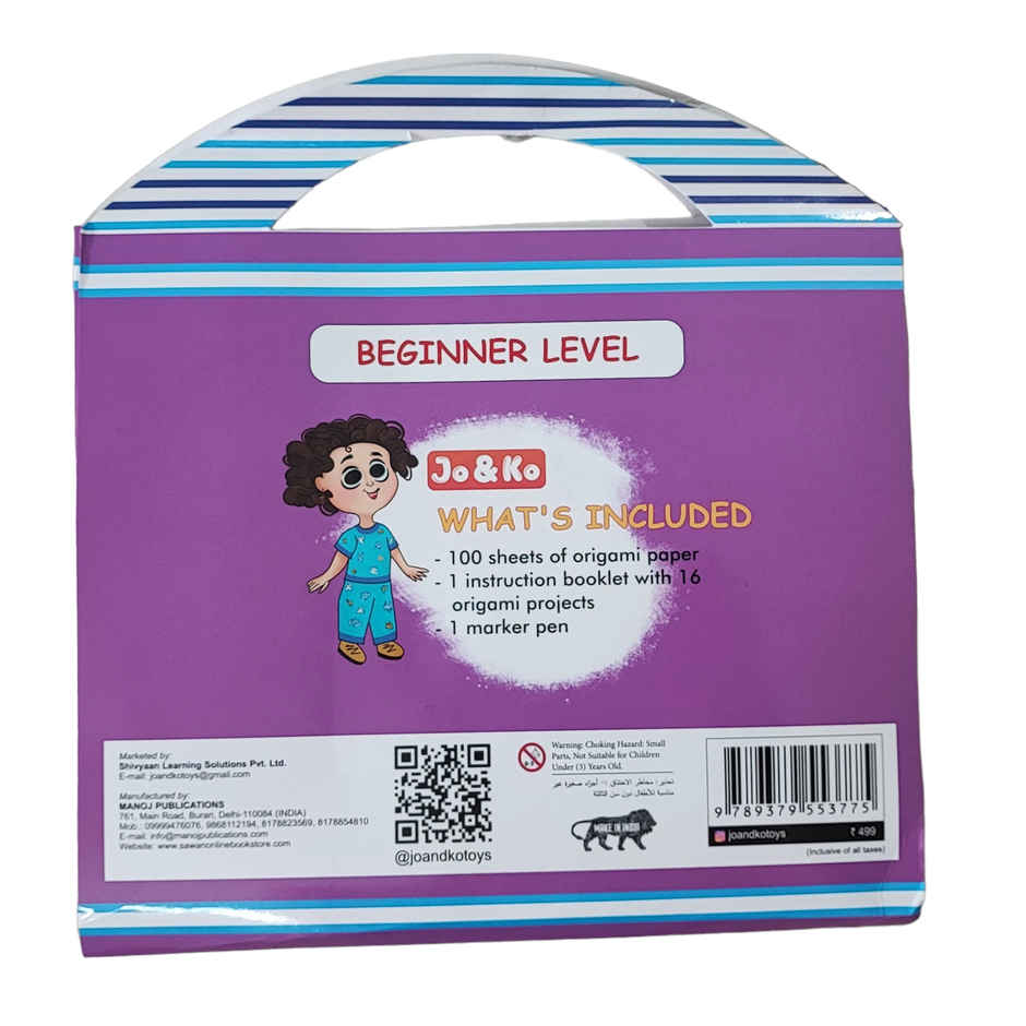 JoGenii Origami Kit - 100 Sheets With Instruction Booklet And Marker | Travel Friendly