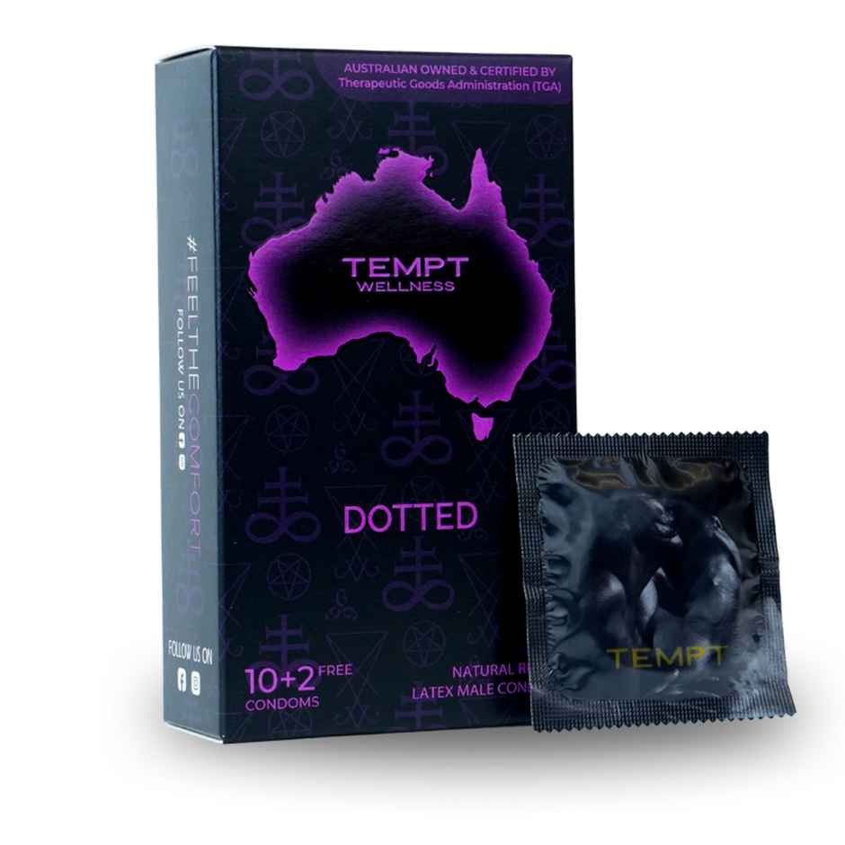 Tempt Dotted Condoms | Raised Dots for Maximum Stimulation | Premium Natural Latex