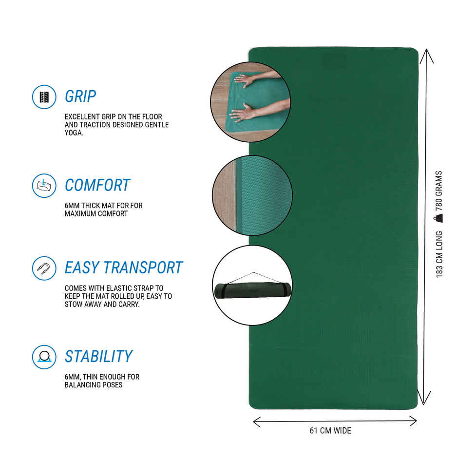 Decathlon | Kimjaly Anti-Slip Foam Yoga Mat 6mm - Green