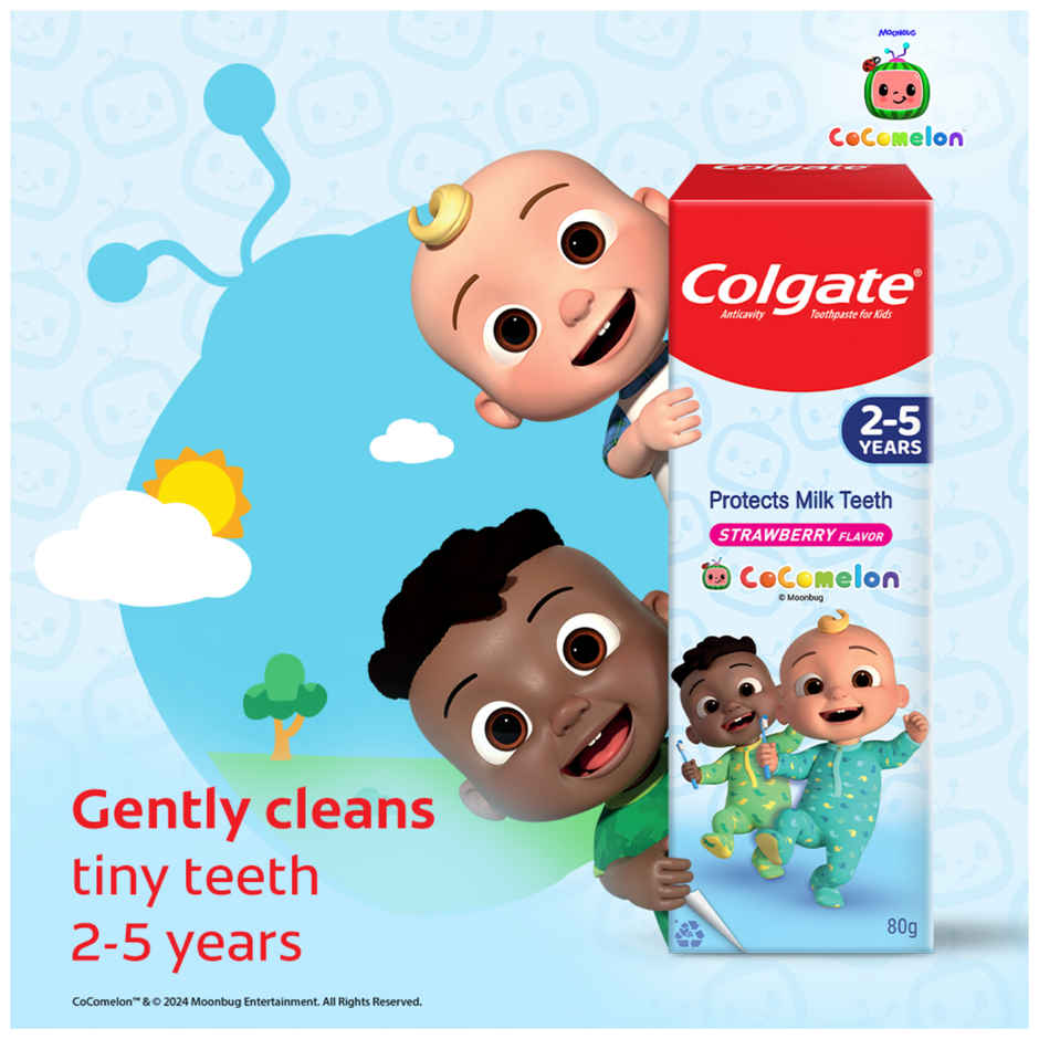 Colgate Kids Cocomelon Toothpaste for 2-5 Years, Cavity Protection of Milk Teeth (Strawberry)