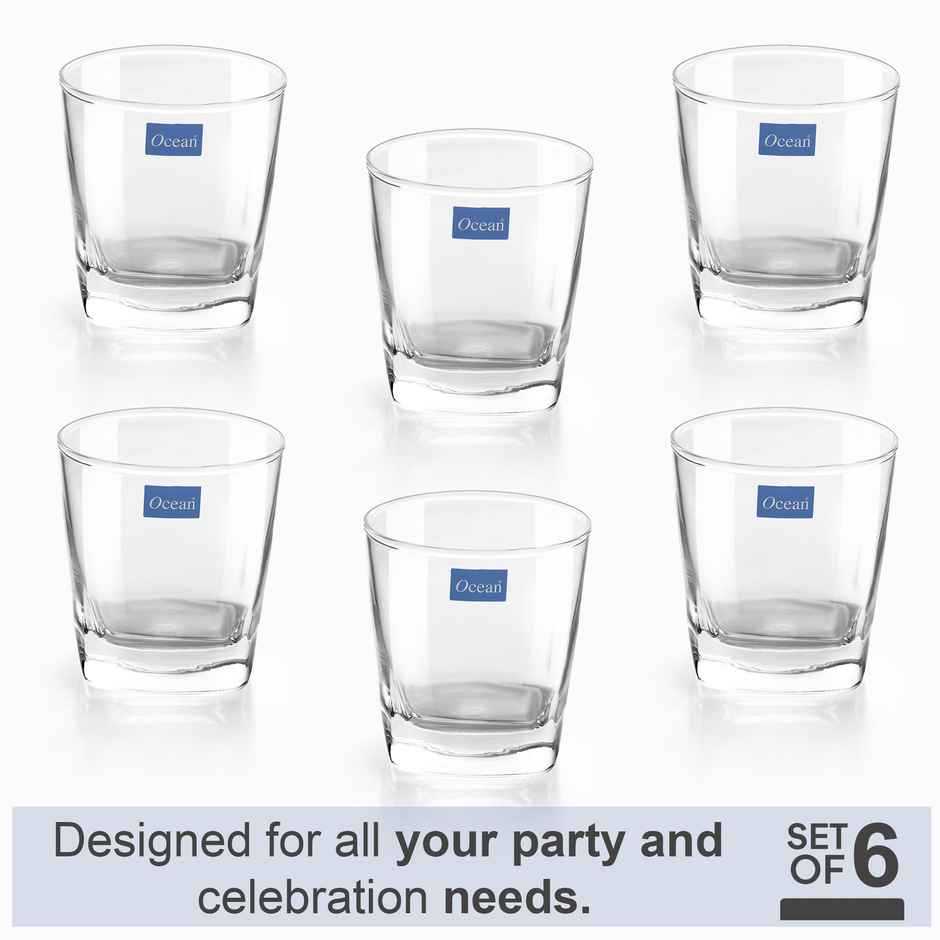 Plaza Whisky Glass Set | 295 ml | 6 pcs | Premium Glassware | Ocean Glassware