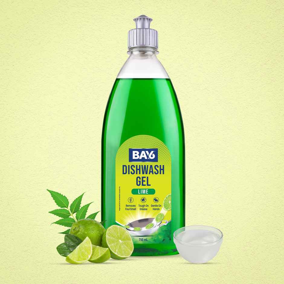 BAY6 Dishwash Gel Liquid Lime Tough Grease & Foul Smell Removal