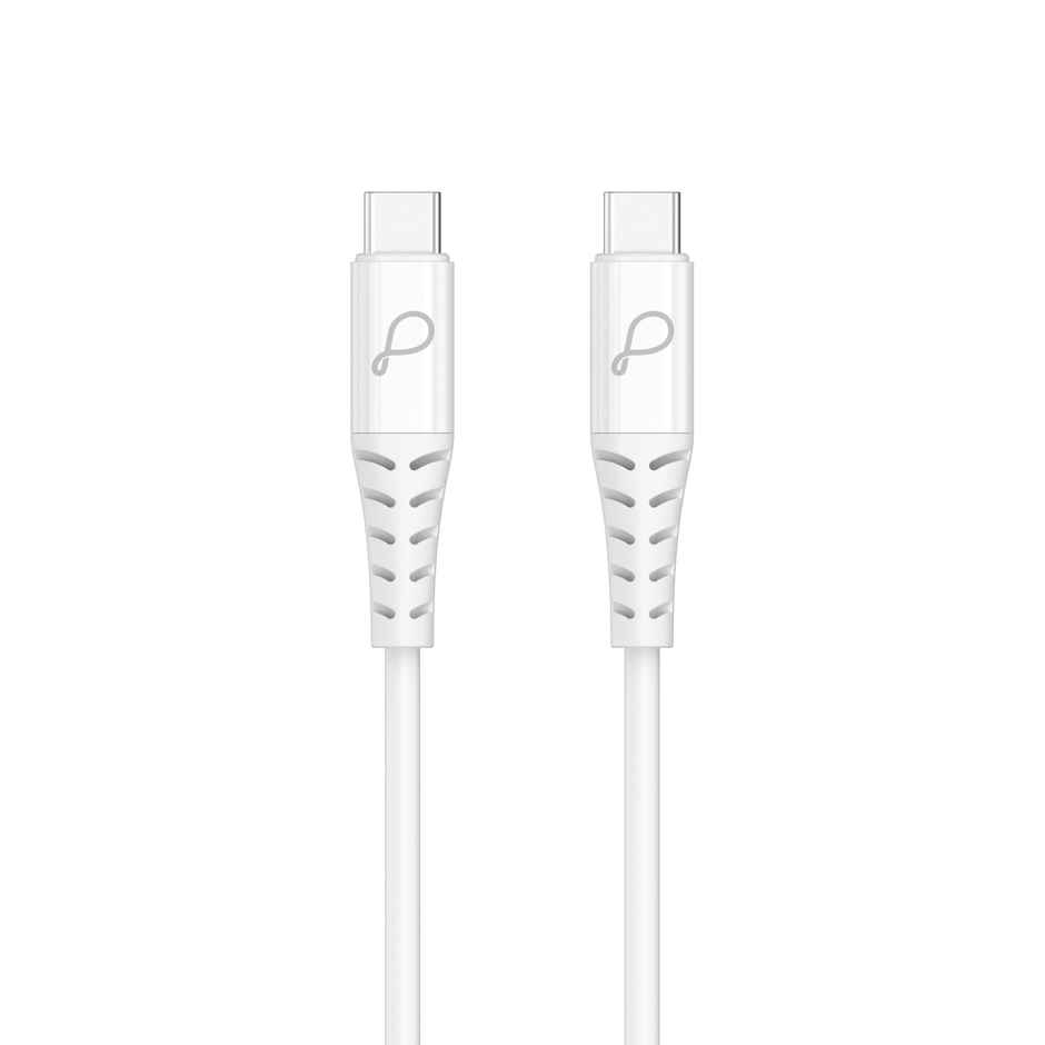 Pebble PBCC30 30W Type-C to Type-C Cable | Fast Charging, Braided, 1 M & High-Speed Data Sync - White