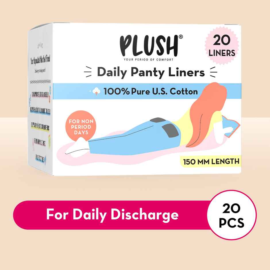 Plush Sanitary Pads Curated - (30pc) & 100% Pure US Cotton Panty Liners 150 Mm(20pc) Combo
