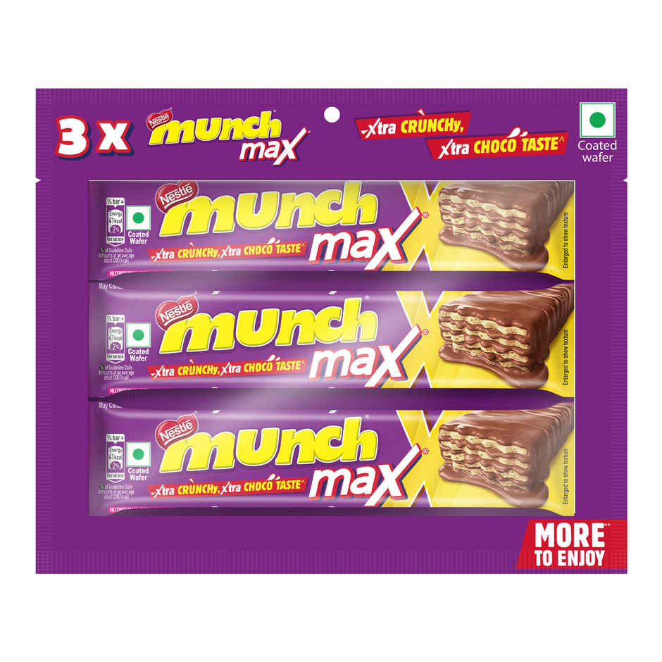 Nestle Munch Max Chocolate Coated Crunchy Wafer Bar Value Pack