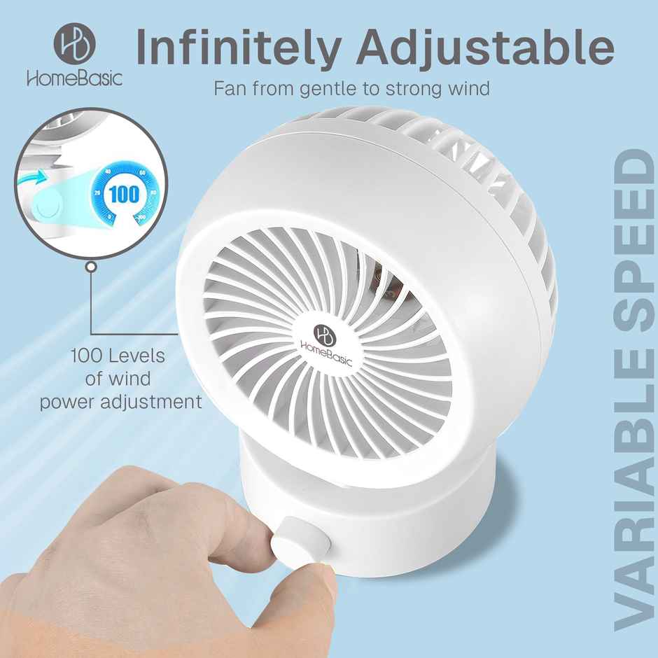 HomeBasic USB Portable Fan, 3900RPM, Cool Couture for Your Workspace, White