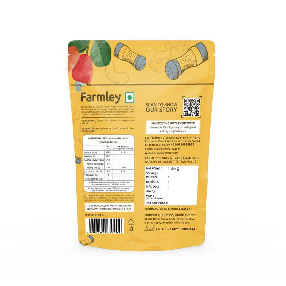 Farmley Classic Salted & Roasted Cashews | Kaju