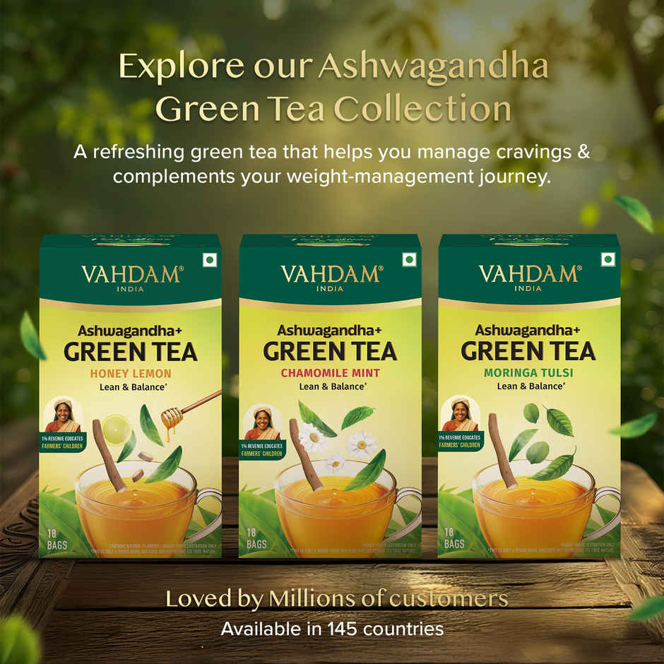 Vahdam Ashwagandha Green Tea Chamomile Mint