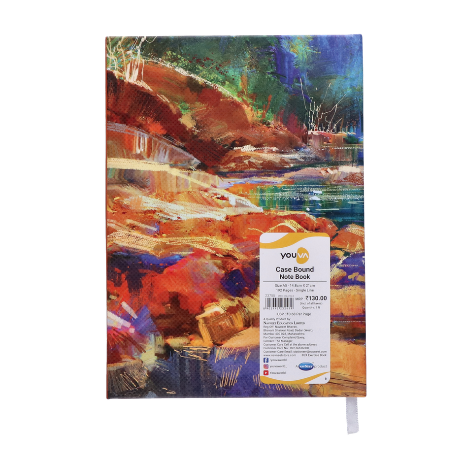 Navneet Youva Magnetic Single Line A5 Size Case Bound 192 Pages Notebook 14.8 x 21 cm - Assorted